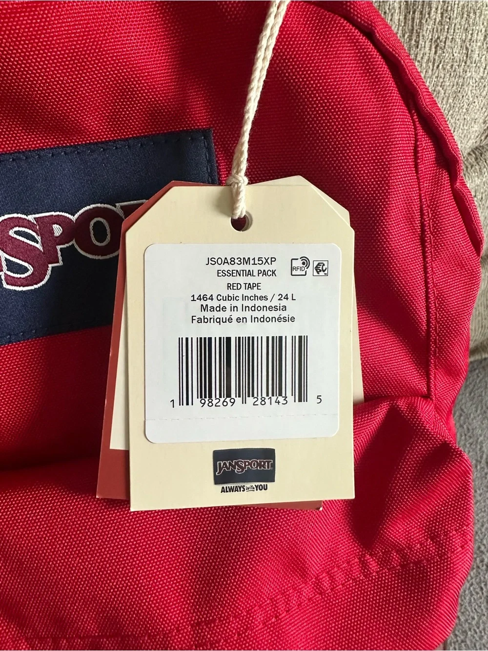 Jansport NWT Essential Backpack Red 24L